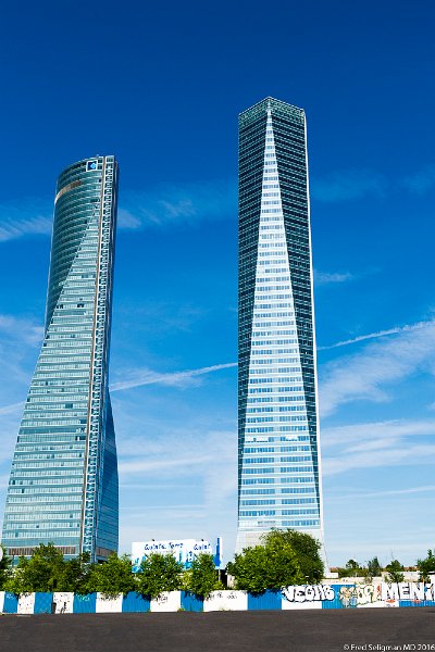 20160605_190824 D4S (1)edit643.jpg - On the right is  Torre de Cristal (Tower of Glass) the tallest building in Spain.  Built 2008.  One of 4 buildings in the Tower Center Business Complex